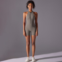 Combinaison de sport athlétique à dos croisé, effet seconde peau, compression, pour yoga et fitness, avec effet froncé push-up fessier, sans manches