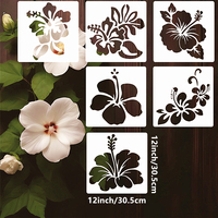 6 pièces grand 12X12 pouces Hibiscus pochoirs fleur tropicale dessin modèles Nature Floral peinture pochoirs