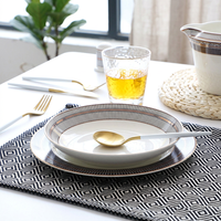 Service de vaisselle en porcelaine fine de Tangshan, assiettes rondes, ensemble d'assiettes à dîner pour la maison, l'hôtel, coffret cadeau