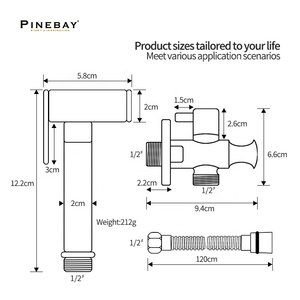 PINEBAY 핫 세일 욕실 각도 밸브 비데 샤워 키트 황동 크롬 화장실 샤워 세트 아기 천 Shattaf 세트 여성용