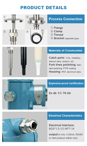 Medidor de Densidade por Garfo de Afinação em Linha para Líquidos, Leite, Diesel, Óleo, Lama, Resíduos e Água, Faixa de 0~2g/cm, Precisão de 0.001g/cm, Aço Inoxidável 316L para Medição em Contato com o Material - Product Image 4