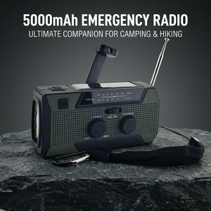 Radio à manivelle d'urgence pour les aventures en plein air, batterie 5000 mAh, panneau solaire, manivelle manuelle, lampe de lecture LED USB-C, sirène SOS, plastique ABS - Product Image 5