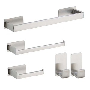 5 Parçalı SUS304 Paslanmaz Çelik Banyo Aksesuar Seti Deliksiz Havlu Askısı Tuvalet Kağıdı Tutucu ve Bornoz Askıları - Product Image 2