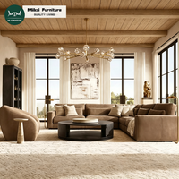 Ensemble de meubles de salon en bois intemporel, canapé sectionnel Lugano, canapé moderne en cuir artisanal durable pour hôtel, villa