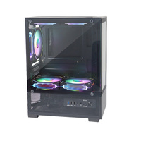 Casing PC MANMU Best Selling Micro ATX ITX RGB Mid Tower dengan Panel Samping Kaca Temper, Warna Hitam, untuk Gaming CPU