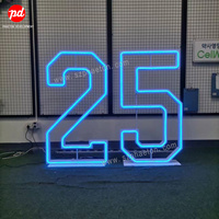 Articles de fête Lumières de numéros au néon d'anniversaire, enseigne de lettre au néon personnalisée pour les décorations de fête du 1er 18e 21e 30e anniversaire