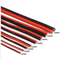 Fil de cuivre étamé torsadé parallèle 2 conducteurs rouge et noir 12 AWG, résistant à la chaleur 200°C, isolation en caoutchouc silicone 600V