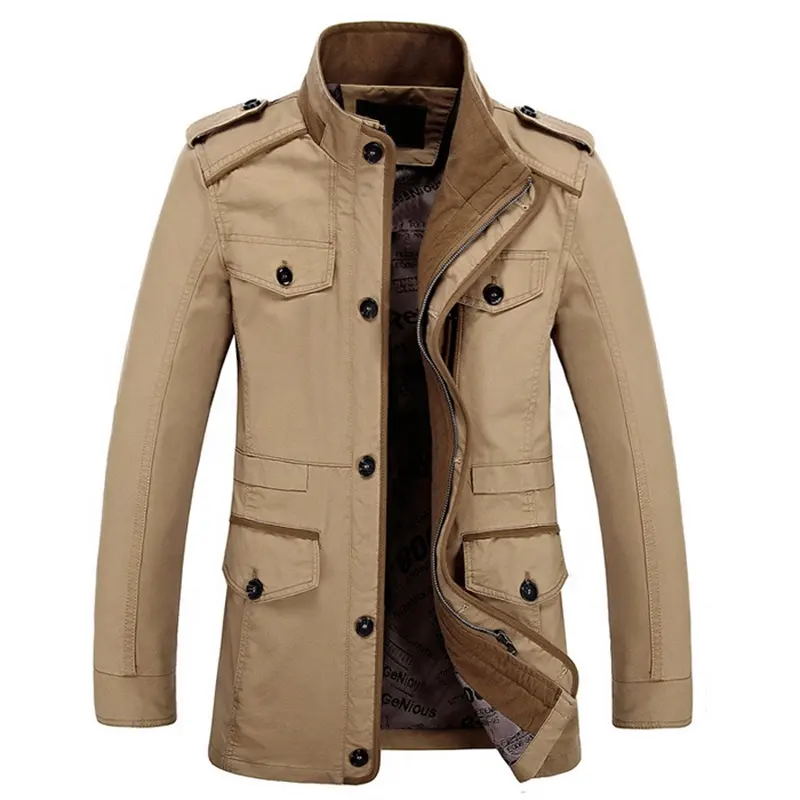 Custom Men's Casual Jacket Male Windbreaker Oversized 6XL Winter Washed Cotton Classic Long Jackets Men Clothing Trench Coat