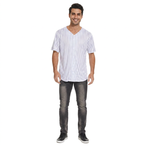 T-shirt actif de baseball et de softball pour hommes T-shirt uni de style Hip Hop avec sérigraphie T-shirt en tissu tricoté doux pour hommes - Product Image 1