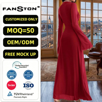 Robe longue plissée ultra-extensible pour femme 2026 - Robe moulante élégante à manches évasées, robe longue sophistiquée ajustée pour la mode
