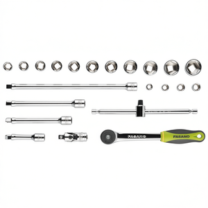 Fasano <b>Socket</b> Set 3/8 Inch <b>12</b>-23mm With Ratchet And Extensions For Auto Repair - Product Image 2