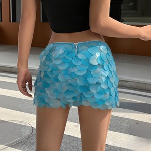 <span class=keywords><strong>Minigonna</strong></span> Estiva 2026 Nuova Collezione con Paillettes Grandi, Design Avvolgente a Vita Bassa, in Poliestere/Cotone, Tinta Unita, Sexy da Donna - Product Image 2