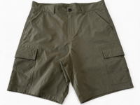 Shorts décontractés verts unis YILONG OEM avec logo personnalisé, fermeture boutonnée et ceinture plate