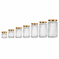 Bocaux en verre côtelé personnalisables avec logo, 100ml-500ml, couvercles dorés, écologiques, recyclables, non toxiques, résistants à l'humidité, pour aliments de cuisine