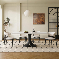 Table à manger extensible carrée de luxe avec plateau en pierre frittée et pieds en bois massif, design moderne pour la maison ou la restauration