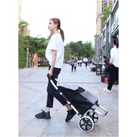 Chariot de courses pliable et imperméable avec cadre en aluminium, roues en caoutchouc robustes, sac de transport réutilisable pour les magasins