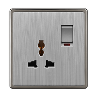 Interrupteur et prise murale universels personnalisables en matériau PC, norme Moyen-Orient, 1 poste, avec indicateur