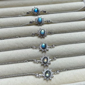 <span class=keywords><strong>Pulsera</strong></span> de Cristal para Mujer con Incrustaciones de Plata Tibetana Electrochapada y Feldespato Natural Gris Claro de Fábrica - Product Image 3