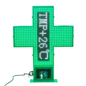 Programmeerbaar Led Apotheek Cross Display Scherm Met Temperatuur Inductor, Wifi Controle, In Groen & Blauw Voor Gebruik Buitenshuis 80*80Cm