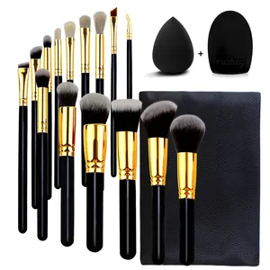 FEIYAN Drop Ship Chinese Brush Supplier Wooden Handle Low Moq Professional Synthetic Hair High Quality Gold Makeup Brush Set