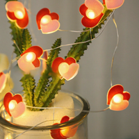 Nouveau produit transfrontalier pour la Saint-Valentin : Bouquet de mariage LED en forme de cœur, avec fil plastique, alimenté par boîte à piles, longueur de 2m
