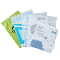 Sac d'emballage de vêtement haut de gamme personnalisé avec fermeture éclair givrée et poignée d'étanchéité de valve d'impression de logo pour chaussettes en plastique PE