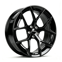 Jantes en alliage forgé monobloc concaves à cinq branches, noir brillant poli, jantes de voiture de sport personnalisées