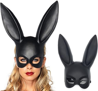 2025 plus populaire vente chaude oreilles demi visage Protection de l'environnement PVC fêtes Costume mascarade Sexy lapin lapin noir mat