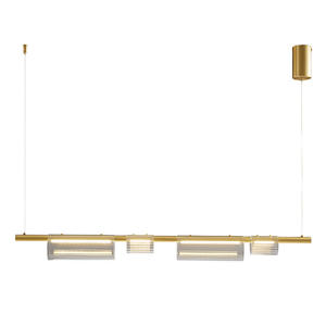 โคมไฟระย้าทองแดงสไตล์ดีไซเนอร์สำหรับร้านอาหาร โคมไฟห้อยแก้วทรงยาว ดีไซน์สร้างสรรค์ไม่ซ้ำใคร สำหรับโต๊ะอาหารเชิงพาณิชย์ บาร์ - Product Image 3