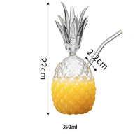 Vente en gros : Verre créatif transparent en forme d'ananas avec paille, en verre borosilicate, pour latte, jus et boissons vintage