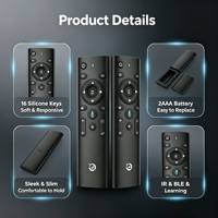 Control Remoto para Reproductor de Video JCXK RCT5016, 16 Teclas, IR, BLE, Aprendizaje por Voz, con Teclado de Silicona, 2 Pilas AAA, Fabricante OEM ODM