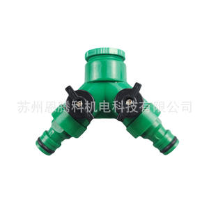 Robinet d'arrosage de jardin à trois voies, connecteur d'irrigation goutte à goutte en plastique 3/4 po - Product Image 4