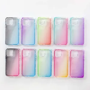 New Dazzling Three-In-One Two-Color Twill Gradient With Glitter Cell Phone Case for iPhone Samsung Xiaomi 2590