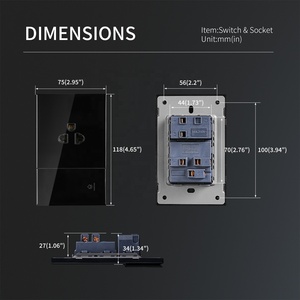 Thiết Kế Mới 3 Cực Thái Lan Tường Ổ Cắm Điện + 1 Gang 1 Cách 2 Cách Chuyển Đổi Ánh Sáng Với Ngọn Lửa Chống Cháy An Toàn Tempered Glass Bảng Điều Chỉnh - Product Image 3