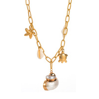 Ocean Elements Joyería de acero inoxidable de gama alta Tortuga Estrella de mar Shell Conch Dolphin Charms Collar