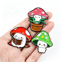 Ensemble de broches émaillées personnalisées en usine, motif champignon de forêt de dessin animé, champignon Kawaii lisant un livre, champignon en pot, badge métallique, broche, cadeau