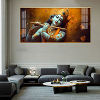 Nouvelle conception Om Jai Shree Krishna Peinture en porcelaine de cristal et art mural religieux indien Impressions pour la décoration du salon