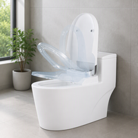 Siège de toilette intelligent ultra-mince en forme de U et de V avec couvercle à lavage automatique, siège de toilette chauffant intelligent avec télécommande