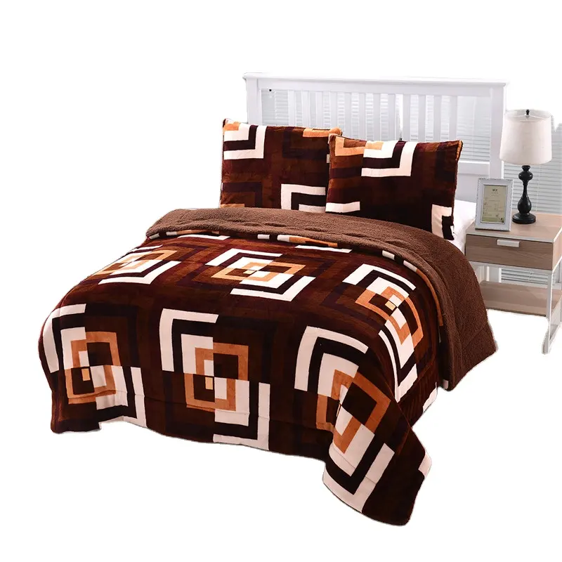 Quilt Blanket Warm Lamb Winter Velvet Super Wholesale Quilted King Bed Reversible Sherpa Set Throw Quilts bedding sets flannel