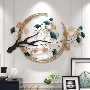 3D kim loại tường nghệ thuật trang trí nội thất sáng tạo handmade Ginkgo lá tường treo nghệ thuật cho nhà khách sạn phòng khách trang trí nội thất - Product Image 2