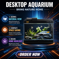 Aquarium de bureau en verre ultra-clair, kit complet tout-en-un avec éclairage LED et filtre pour la maison et le bureau