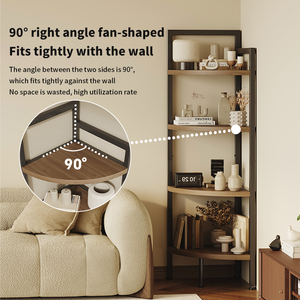 رفوف خشبية رباعية الطبقات للزاوية قائمة بذاتها لتخزين الأدوات واستخدام الحمام حامل عرض متعدد الوظائف محمول - Product Image 5