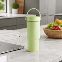 Gobelet de voyage isotherme en acier inoxydable de 23 oz avec couvercle anti-fuite et paille pliable, réutilisable pour café chaud et boissons quotidiennes en extérieur