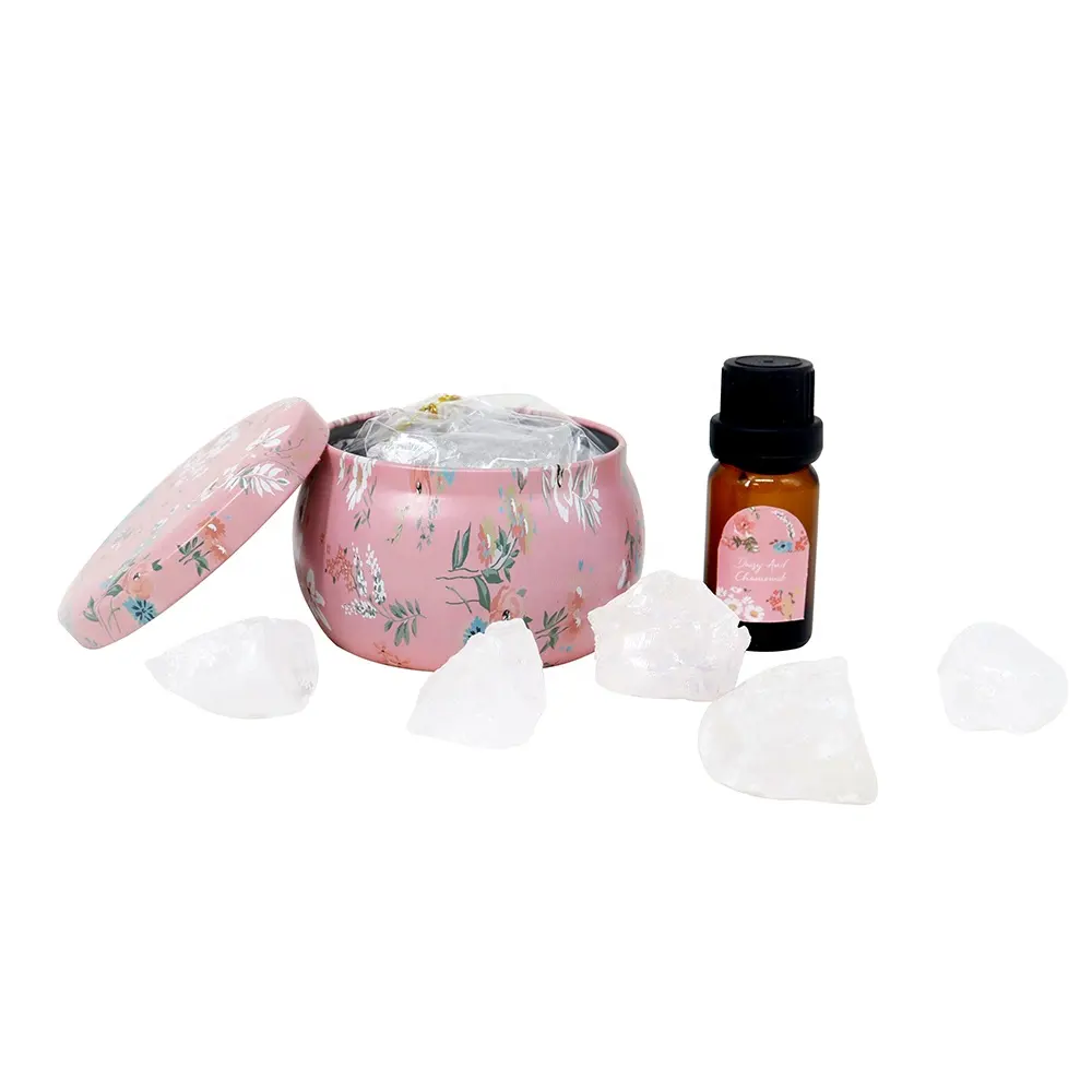 OEM Custom Luxury Floral Home Fragrance Natural Crystal Stone Essential Oil Diffuser Aromatherapy Gift Set