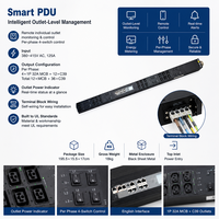PDU trifásico de entrada superior con cableado automático, 12 disyuntores, 36 C39, 125A, para rack, con gestión inteligente a nivel de toma