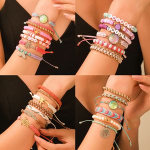 ชุดกำไลข้อมือแฟชั่นสุดเก๋ สีสันสดใส ลายต้นมะพร้าว เต่าทะเล ทำจากดินโพลิเมอร์ งานถักทอ เครื่องประดับสำหรับทุกเพศ สไตล์ชายหาดฤดูร้อน - Product Image 1