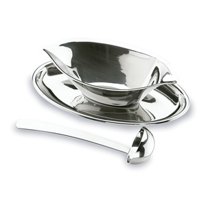 Elegante Salsera con Cuchara de Acero Inoxidable, Juego de Servicio para Mesa - Product Image 1