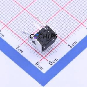 TS-1093C-A7B2-D1 Tactile Switch Bent Lead Through Hole-4P,6x6mm Single Pole Single Throw Round Button 1.8N Right Angle Insert - Product Image 2