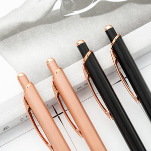 Stylo bille métallique or rose promotionnel avec logo personnalisé, pointe de 1,0 mm, idéal pour la papeterie et les cadeaux sur le thème du sport - Product Image 4