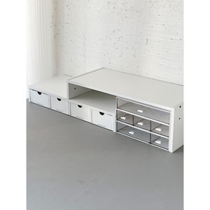 Desktop Riser Stand With <b>Drawers</b> Storage Shelf For Study <b>Office</b> Organizer Rectangle Standing Type 2nd Floor Stationery Holder - Product Image 2